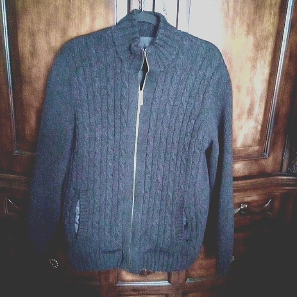 Emmanuel Ungaro Men's Cableknit Zipper Cardigan Faux Sherpa lining
